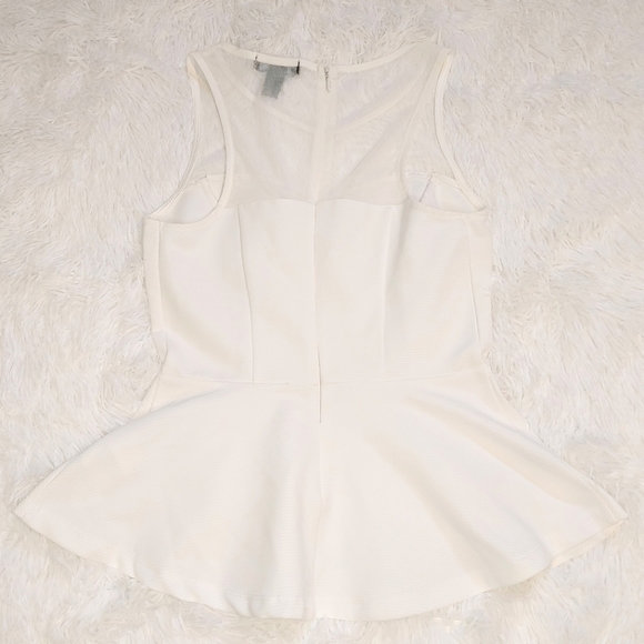 Streetwear Society || Mesh Peplum Top with Zip Back, Small, White - Picture 3 of 3